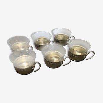 Glass and silver metal cups