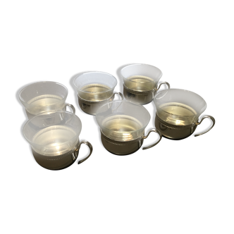 Tasses verre et métal argenté