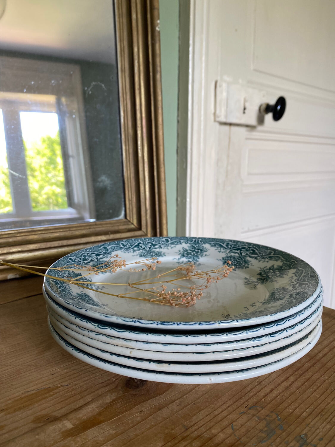 Old dessert service, compotier flat plates iron Prima Saint Amand