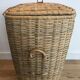 Large wicker/vintage bamboo laundry basket with lid