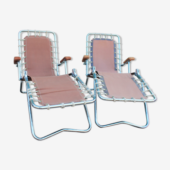 Paire de chaises longues