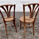 Series of 4 wooden chairs and cannage