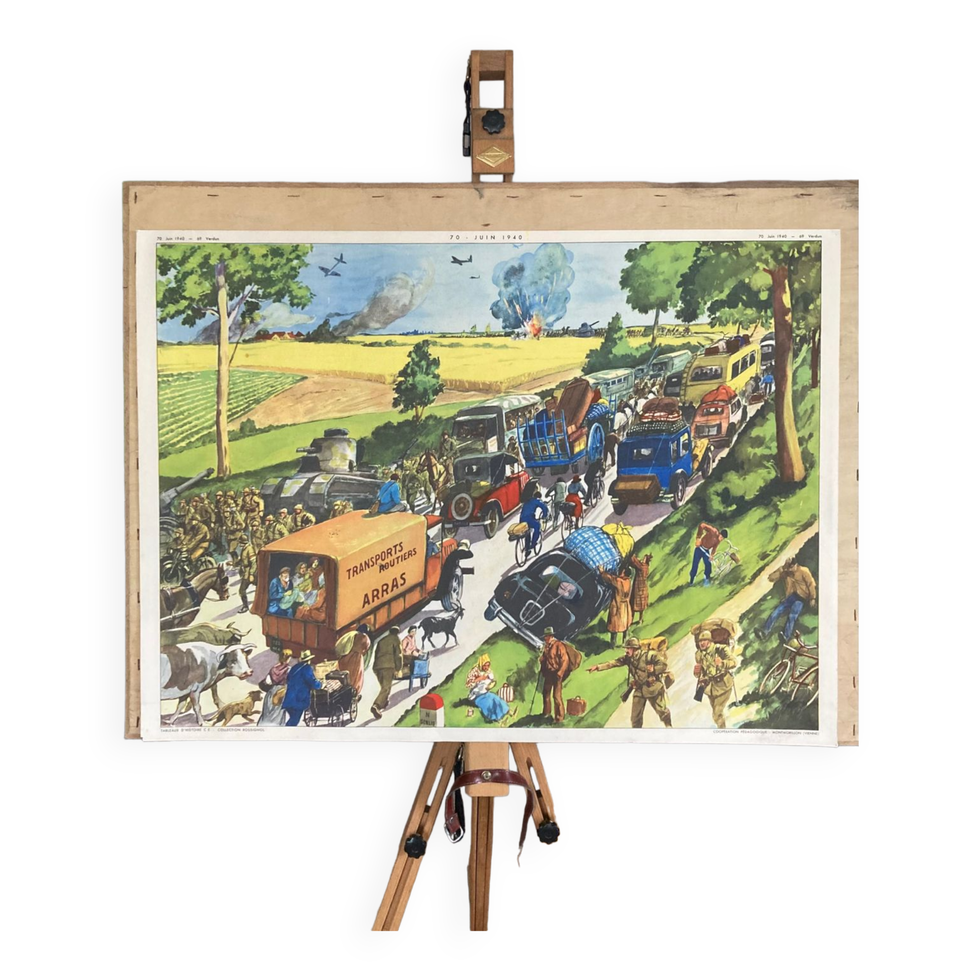 Double-sided school poster signed herouar collection rossignol verdun june 1940