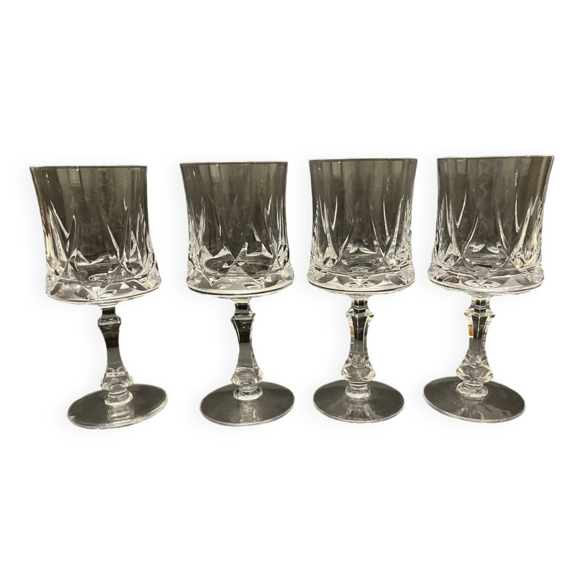 4 cut crystal stemmed glasses