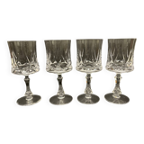 4 verres à pied en cristal taillé