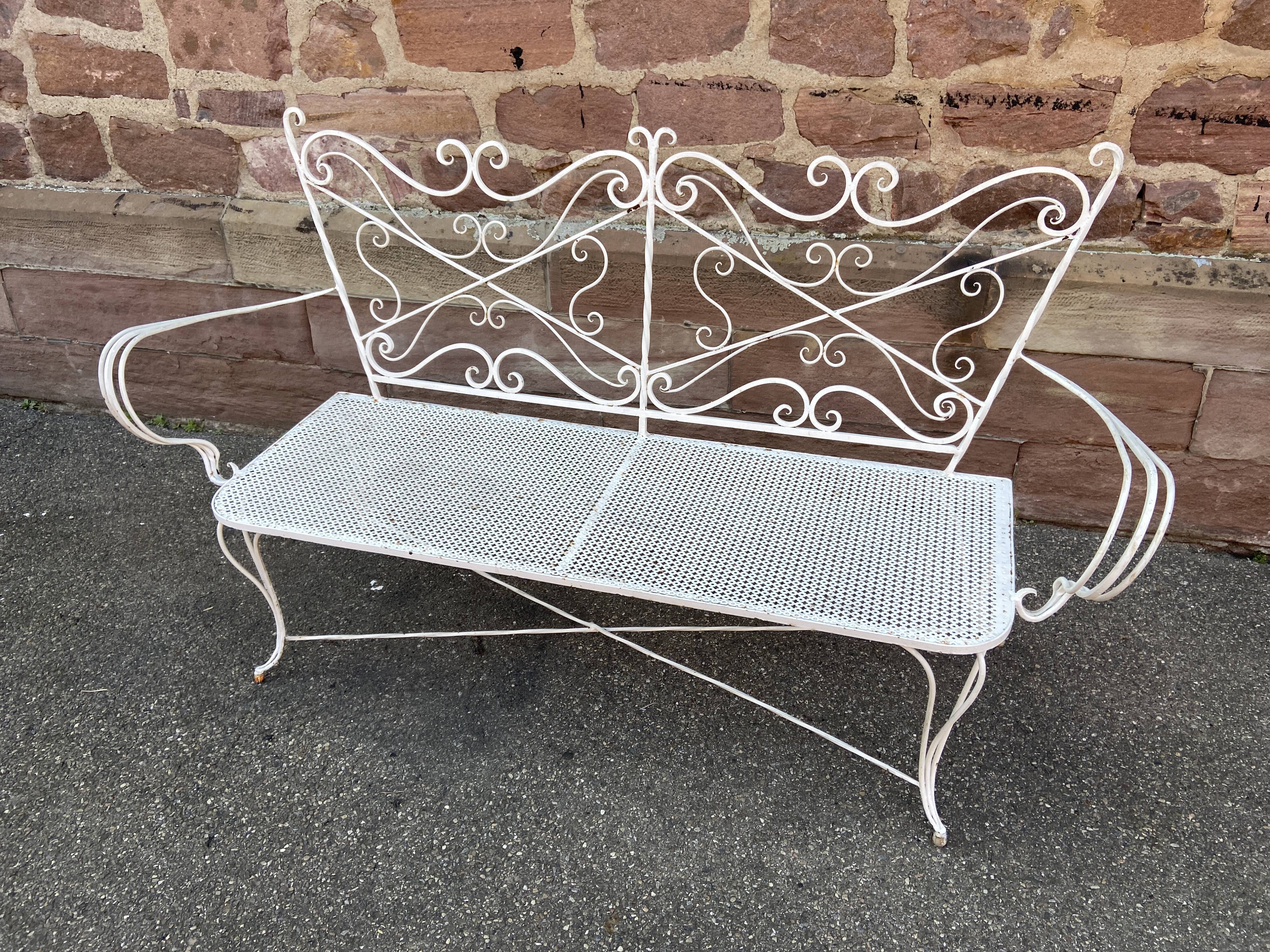 Vintage wrought iron garden bench