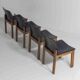 Set of 6 black leather dining chairs by Afra & Tobia Scarpa, 1970's