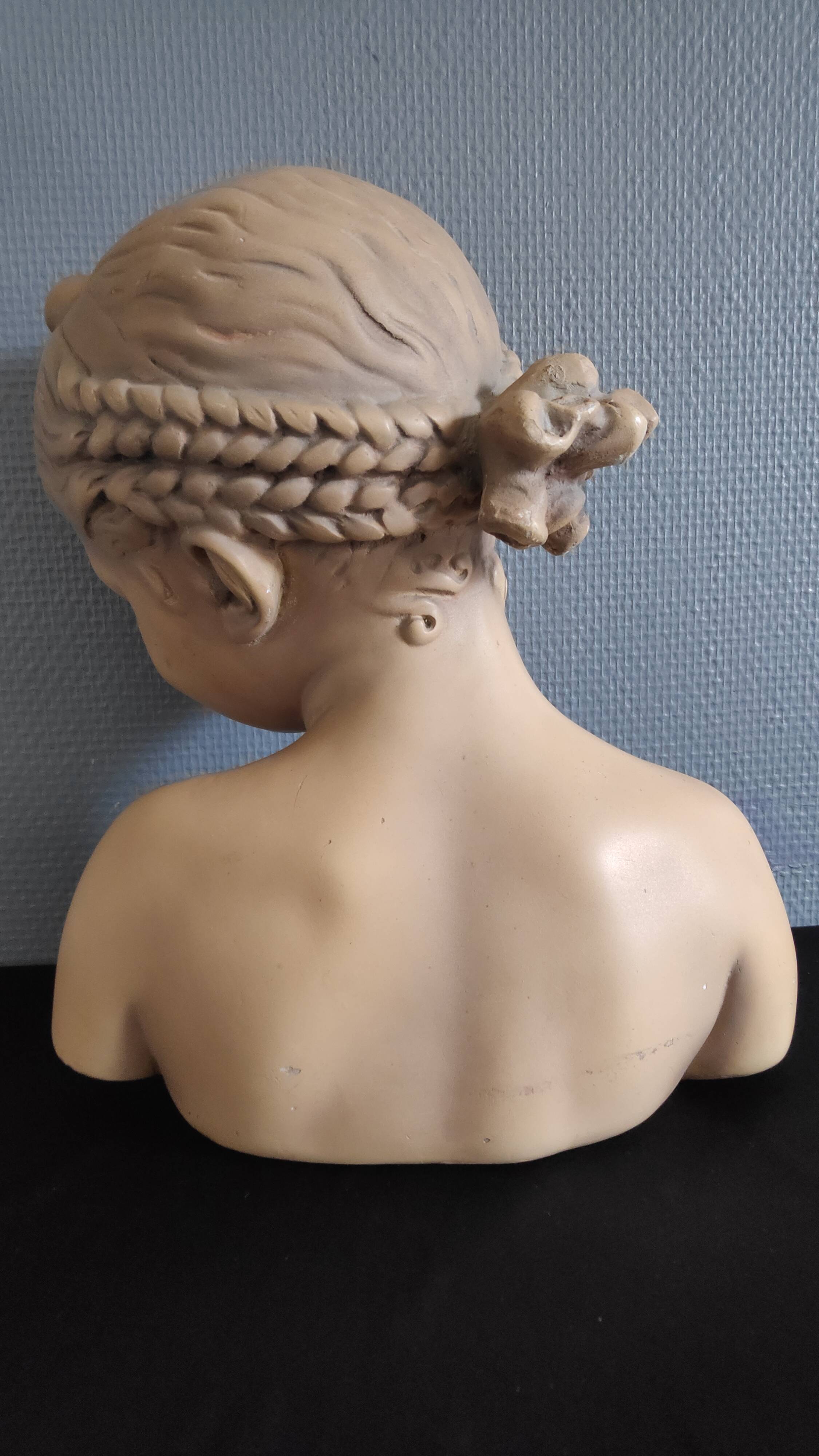 Bust "the laughing" after jean-baptiste pigalle in plaster