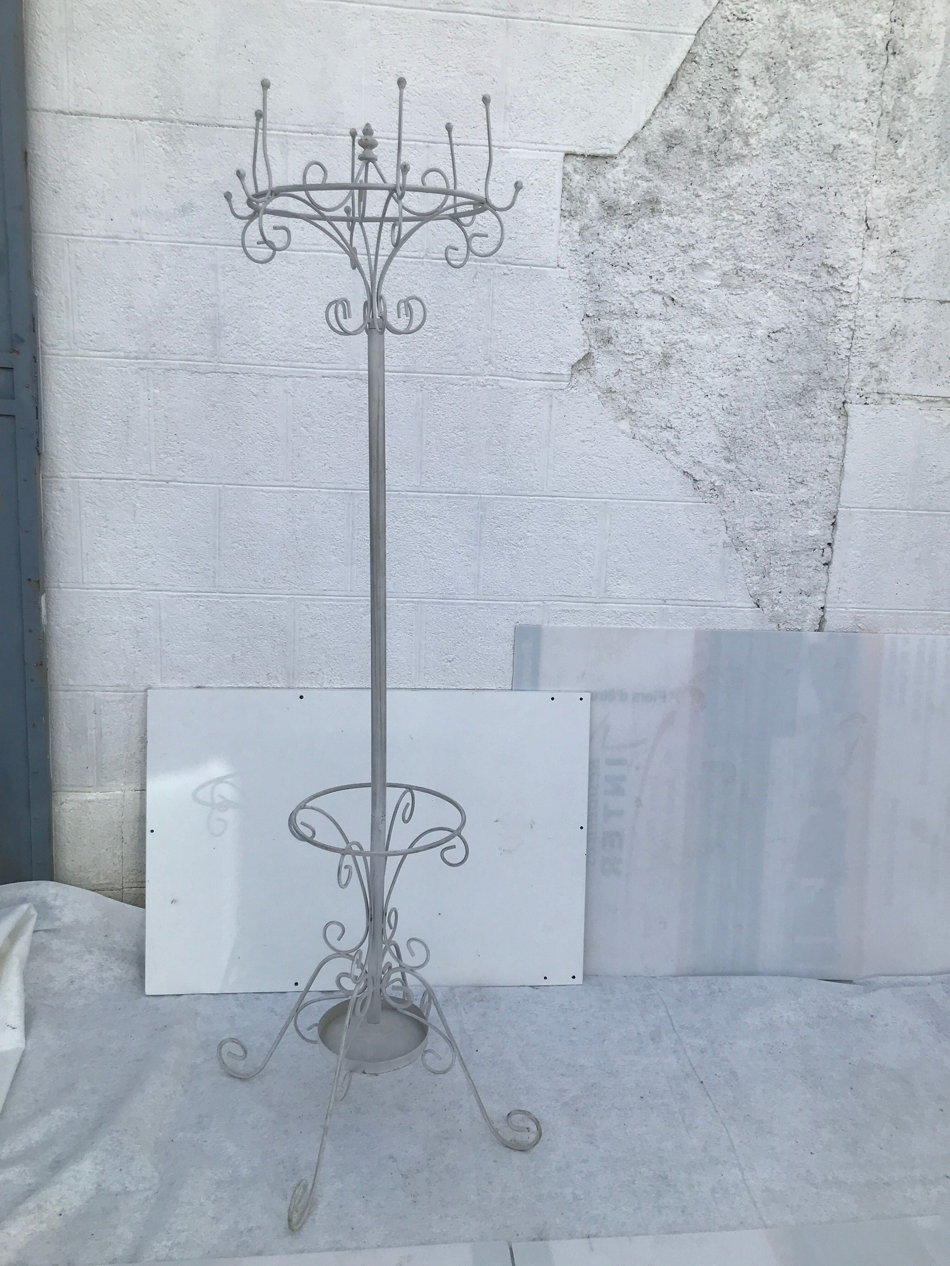 Vintage wrought iron parrot coat rack