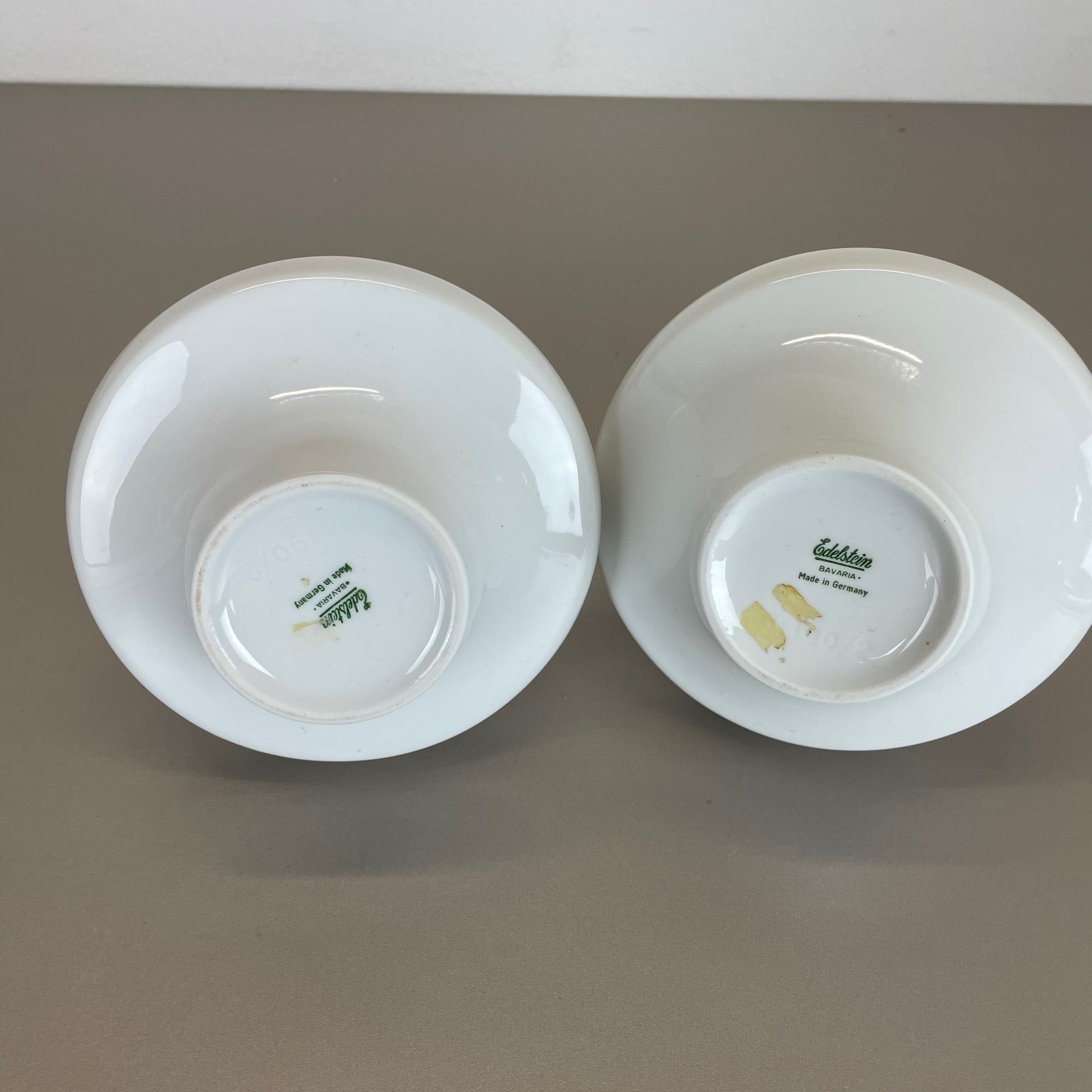 Set of 2 Op Art Biscuit Porcelain Ufo Vases by Edelstein Bavaria, Germany, 1970s