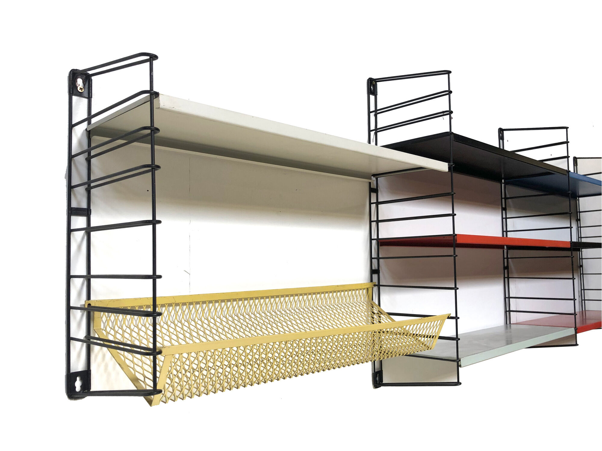 Vintage D. Dekker for Tomado Holland - Wall shelf with metal shelves