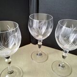 6 Verres à pied en cristallin Décor meulé