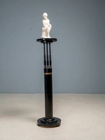 Black lacquered pedestal with brass details, 20th century