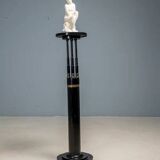 Black lacquered pedestal with brass details, 20th century