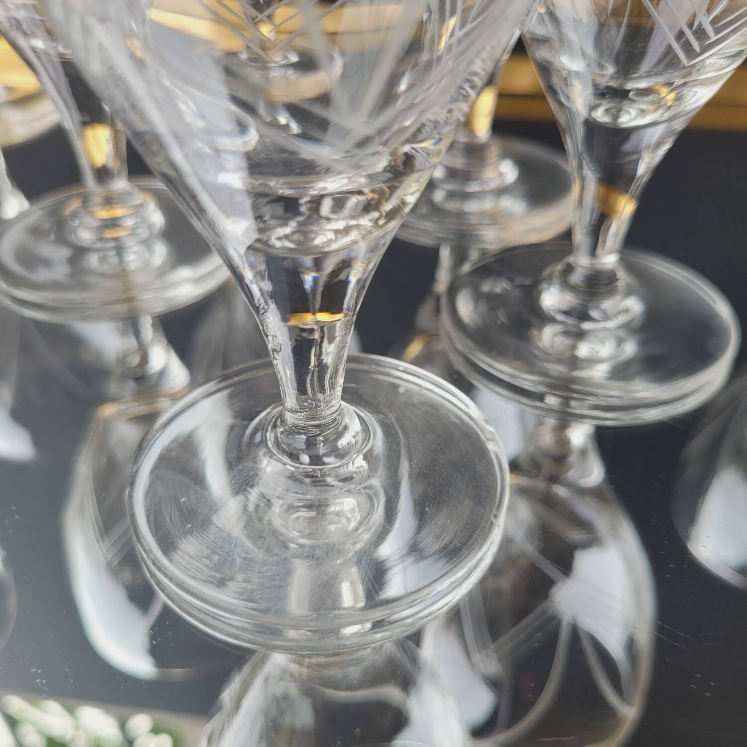 60's chiseled stemmed glasses