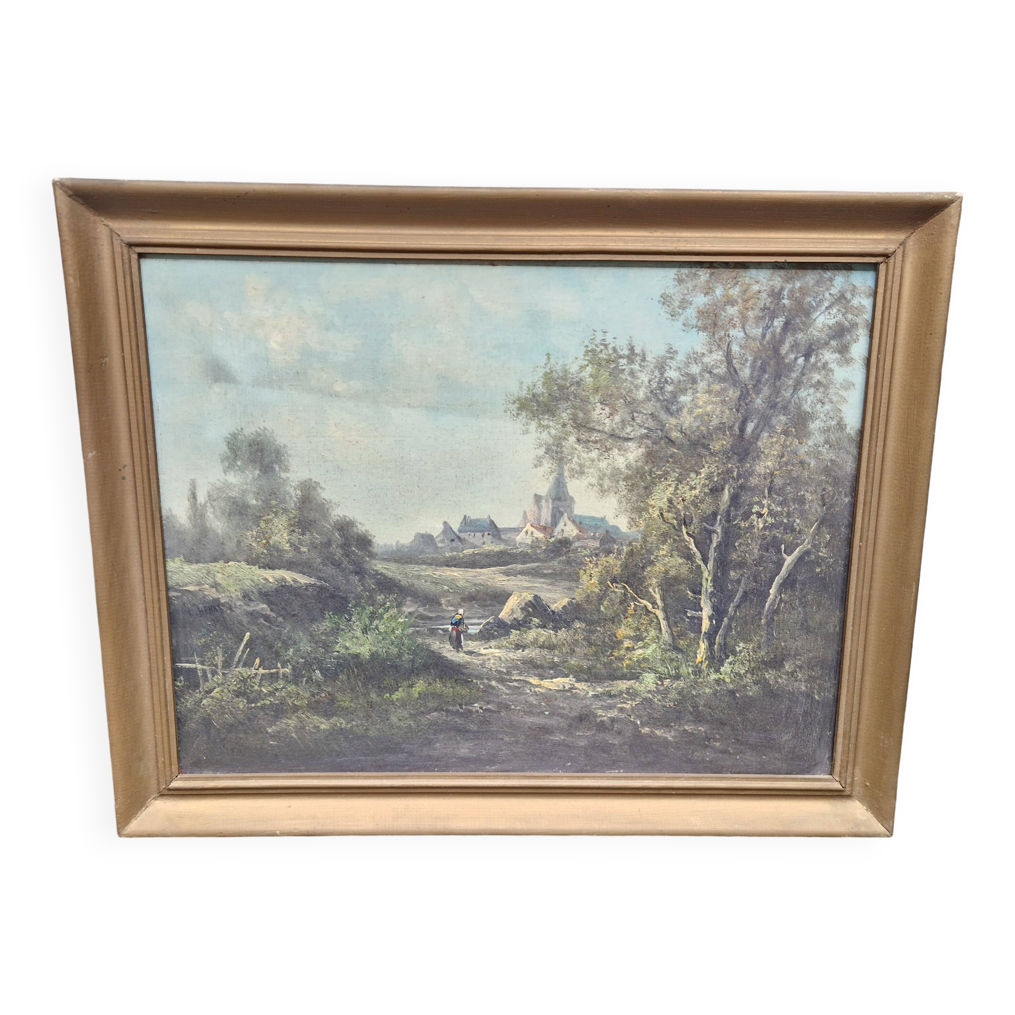 Oil on Canvas XIX – Barbizon School – Signed L. HENRY '98