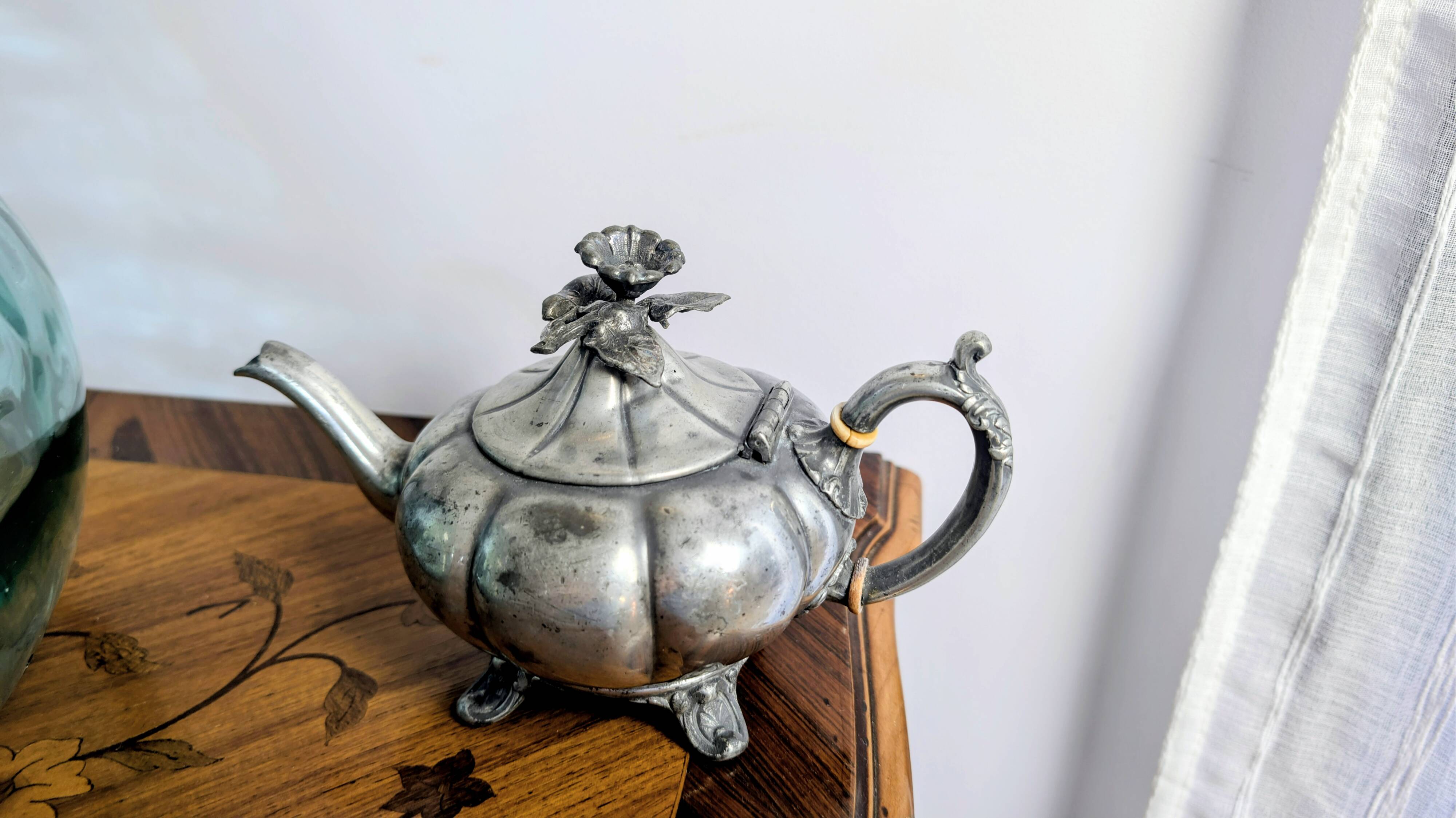 Vintage Shaw & Fisher Sheffield metal tin teapot