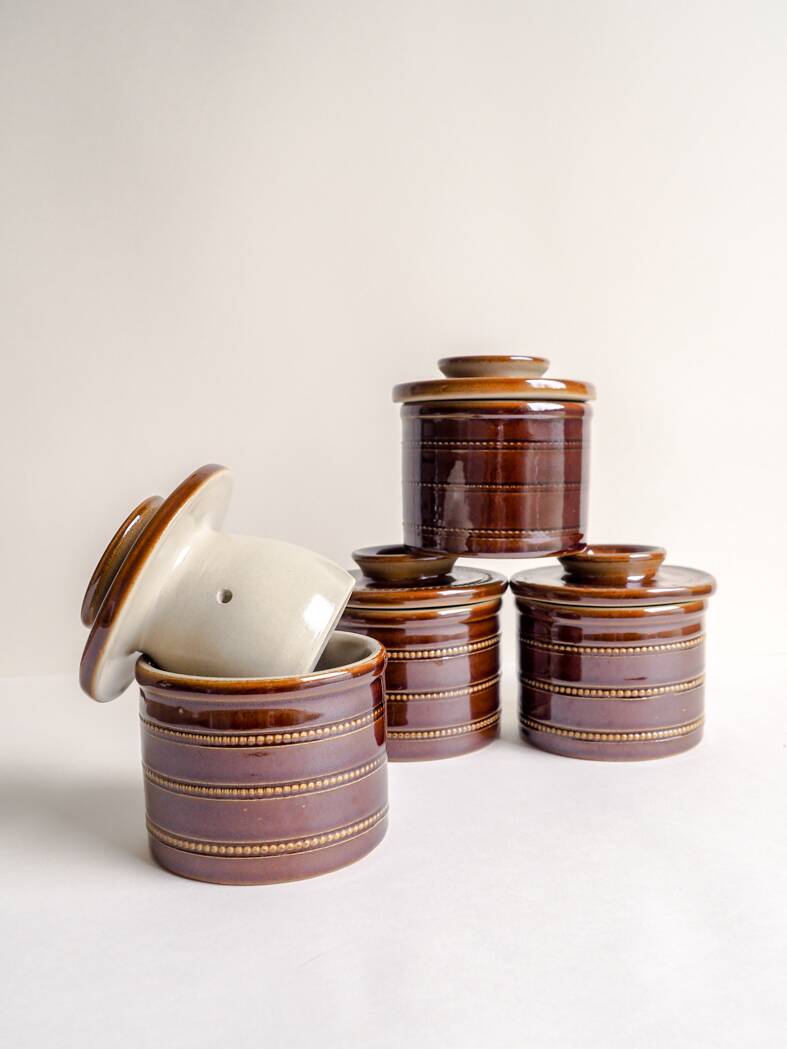 Brown glazed stoneware butter dish