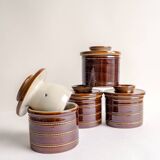Brown glazed stoneware butter dish