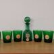 Set of 8 Dubonnet water glasses, vintage Louis d'or piece and bottle