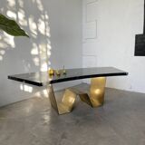 Addor 60s sculptural marble and brass coffee table