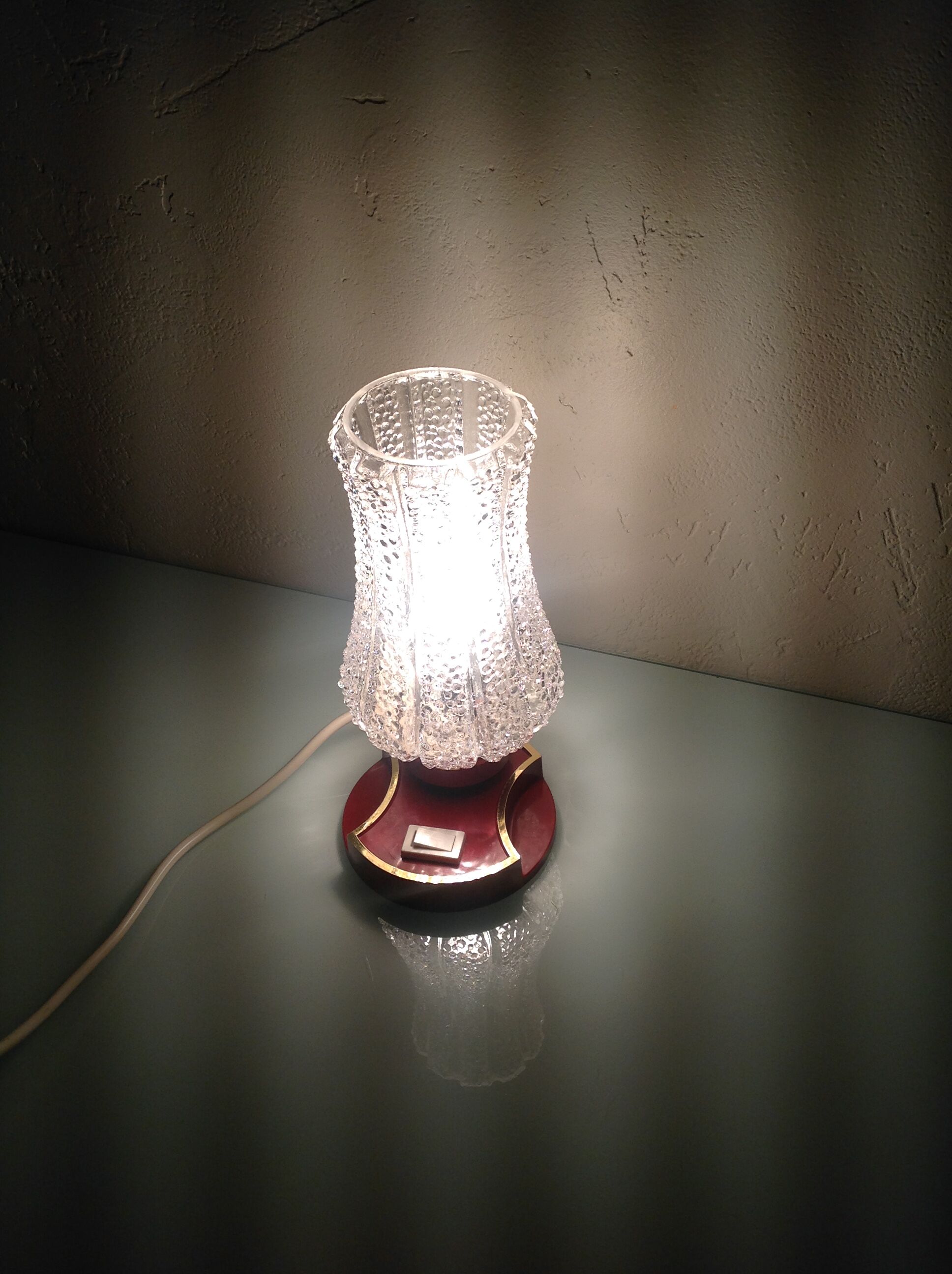 Vintage bedside lamp, tulip glass, 60s-70s