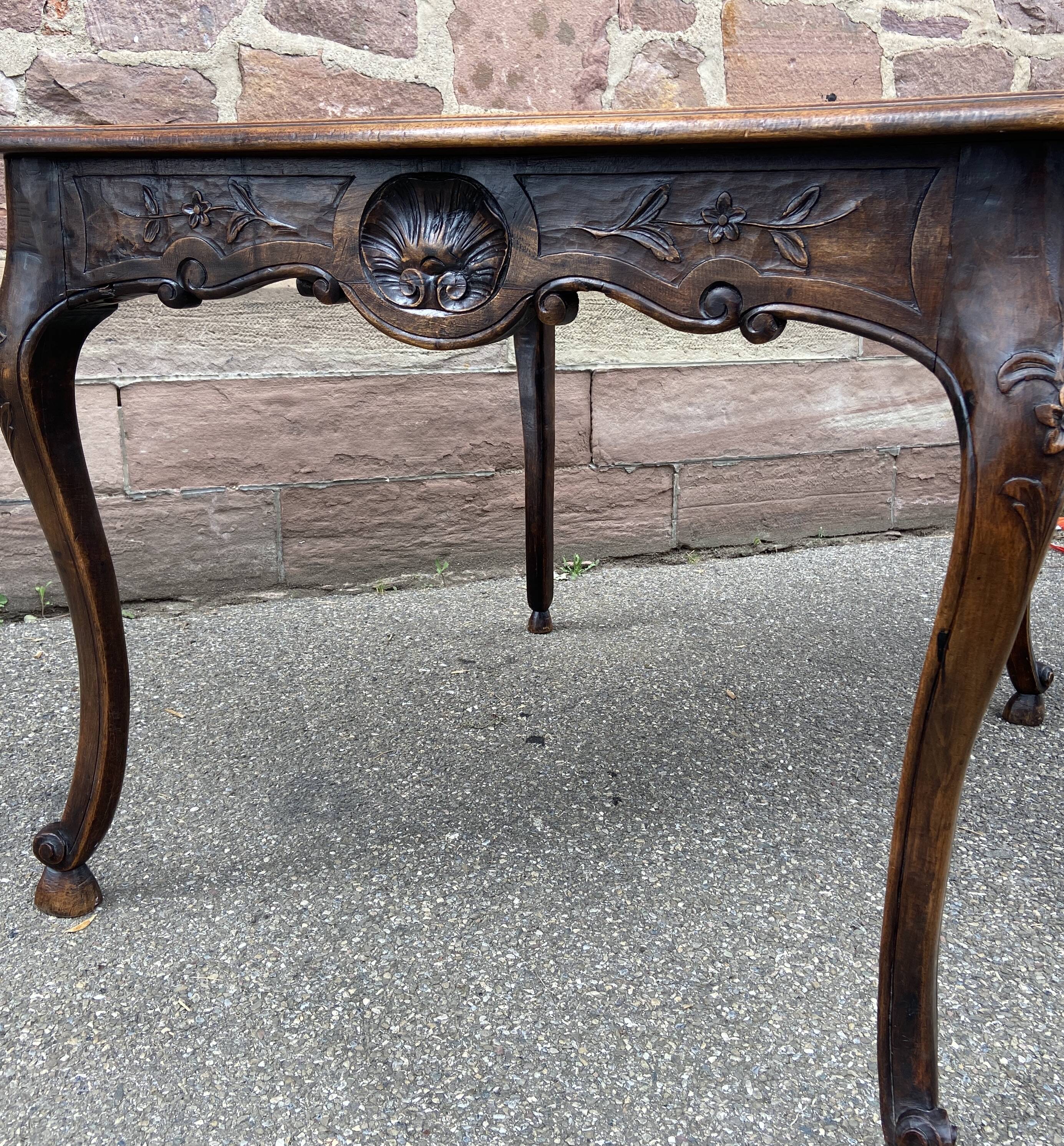 Rocaille louis xv style desk table in walnut provence 1920s