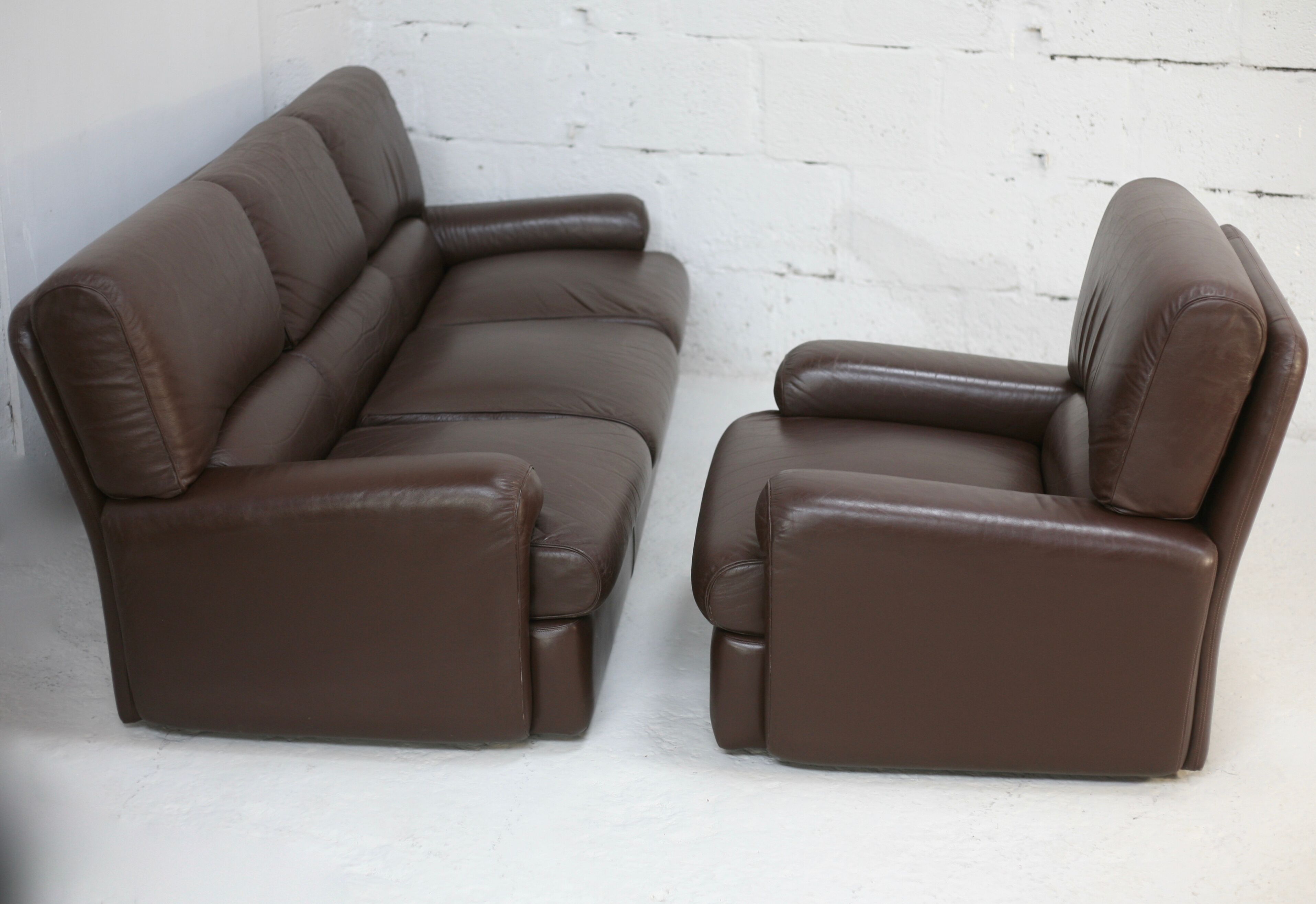 3-seater sofa and leather armchair, Steiner, France, circa 1970