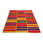 Grand Kilim Rug "Cherga" Vintage in 3 Hand-Stitched Panels - 264 x 184 cm