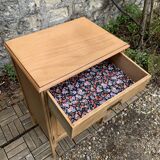 Art nouveau side table in raw wood