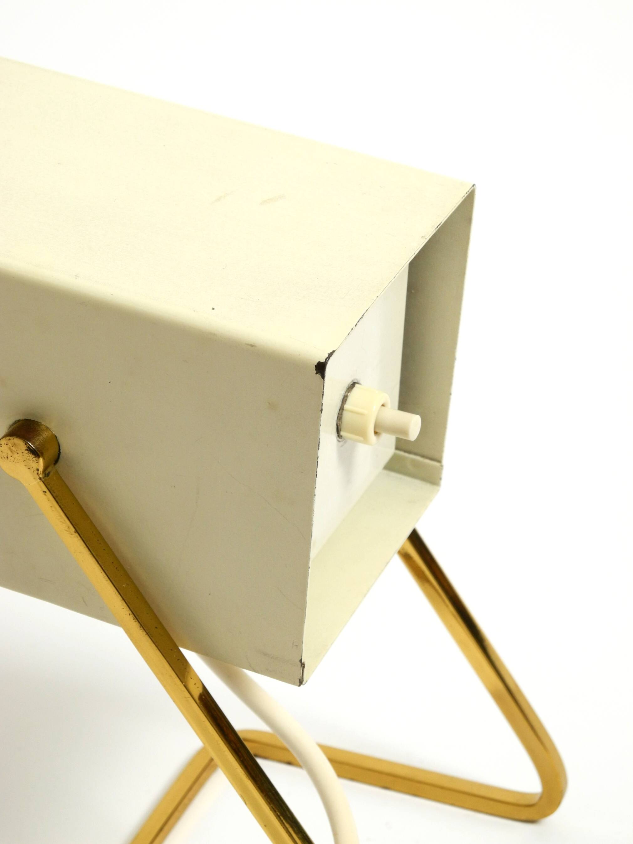 Great Mid Century metal bedside lamp with brass base by Kaiser Leuchten