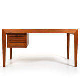 Rare bureau en teck danois des années 1950 extensible jusqu’à 230 cm