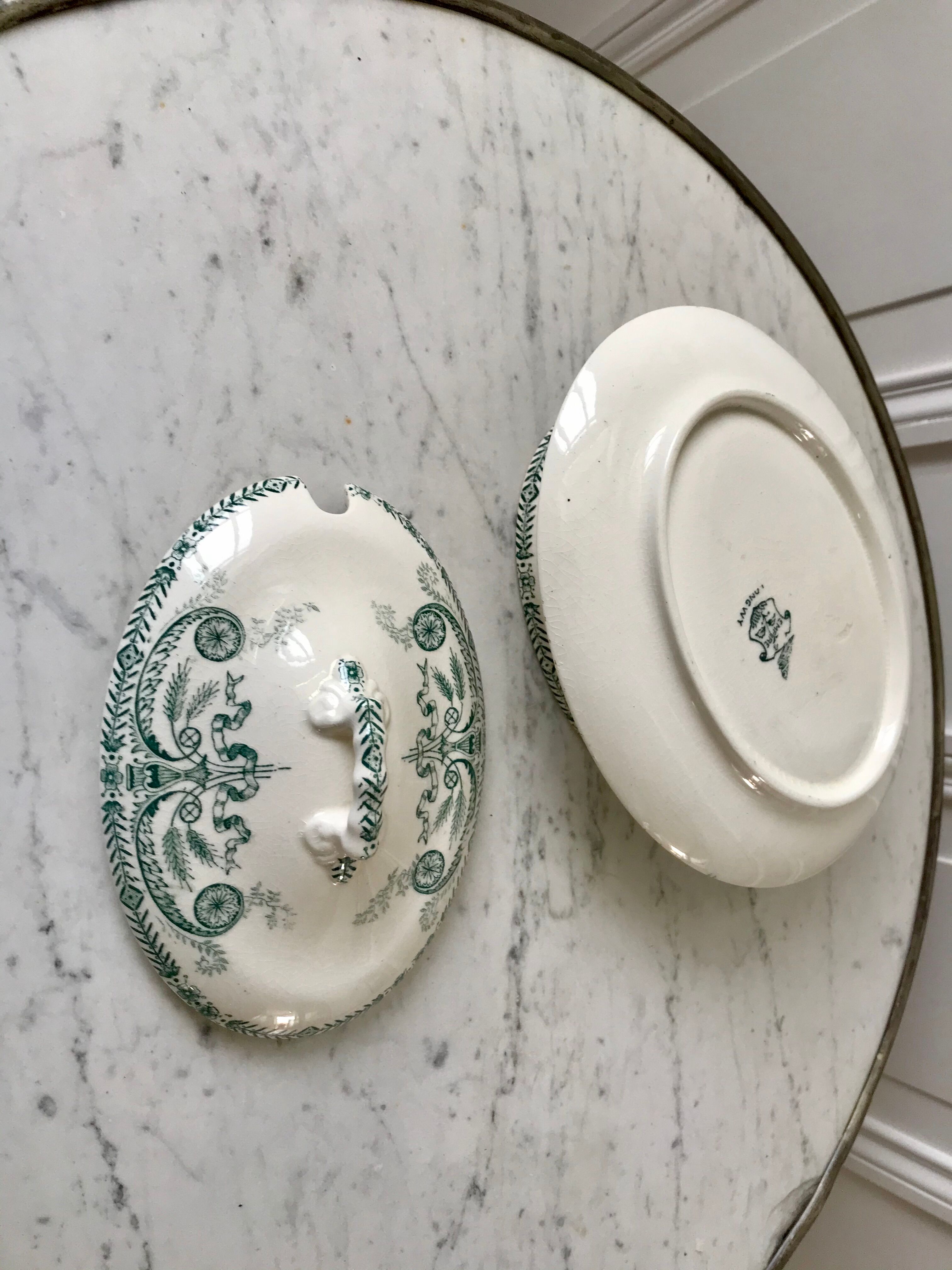 saucière Terre de Fer Longwy model Empire late nineteenth