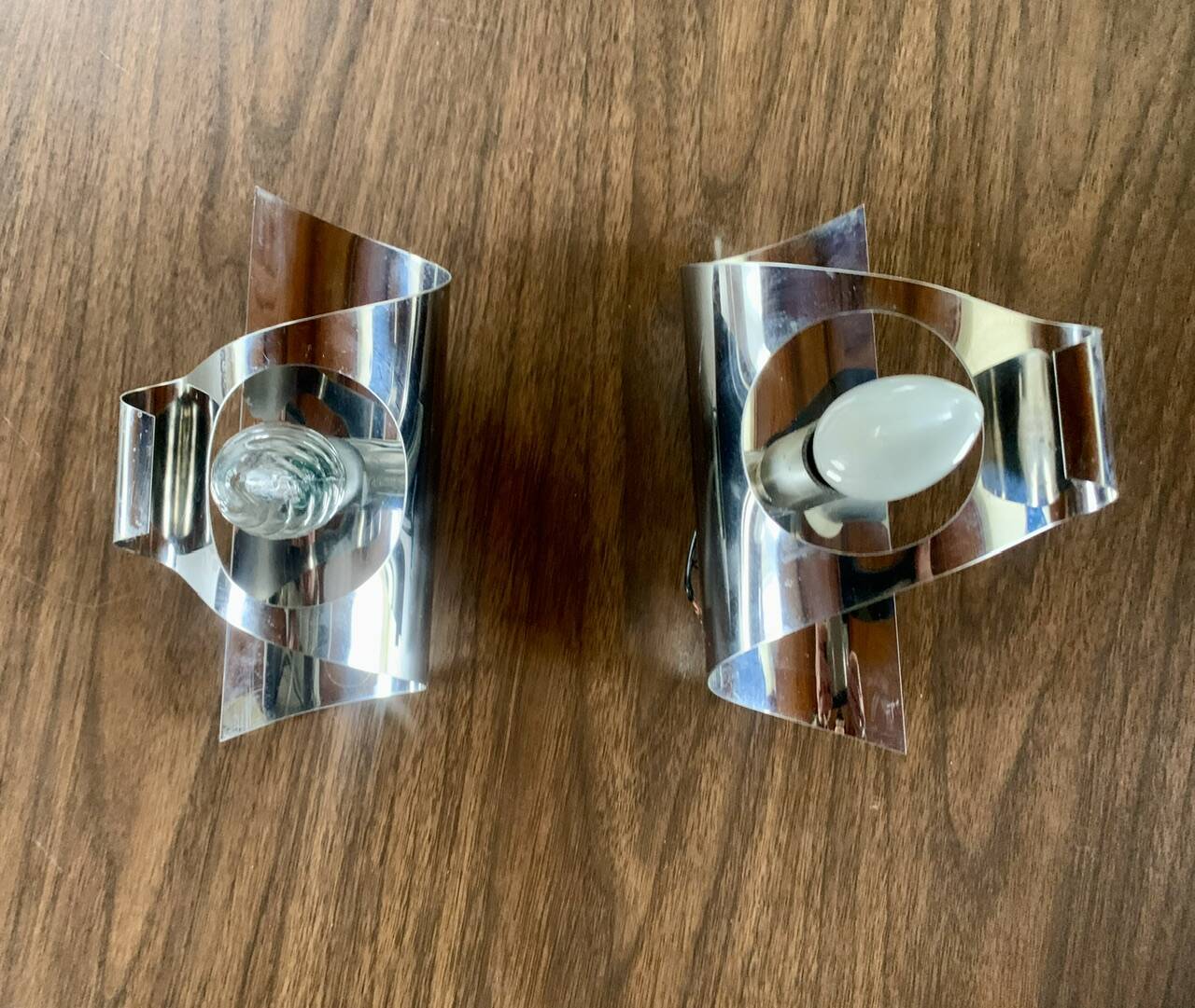 Pair of vintage chrome wall lights, circa 70's