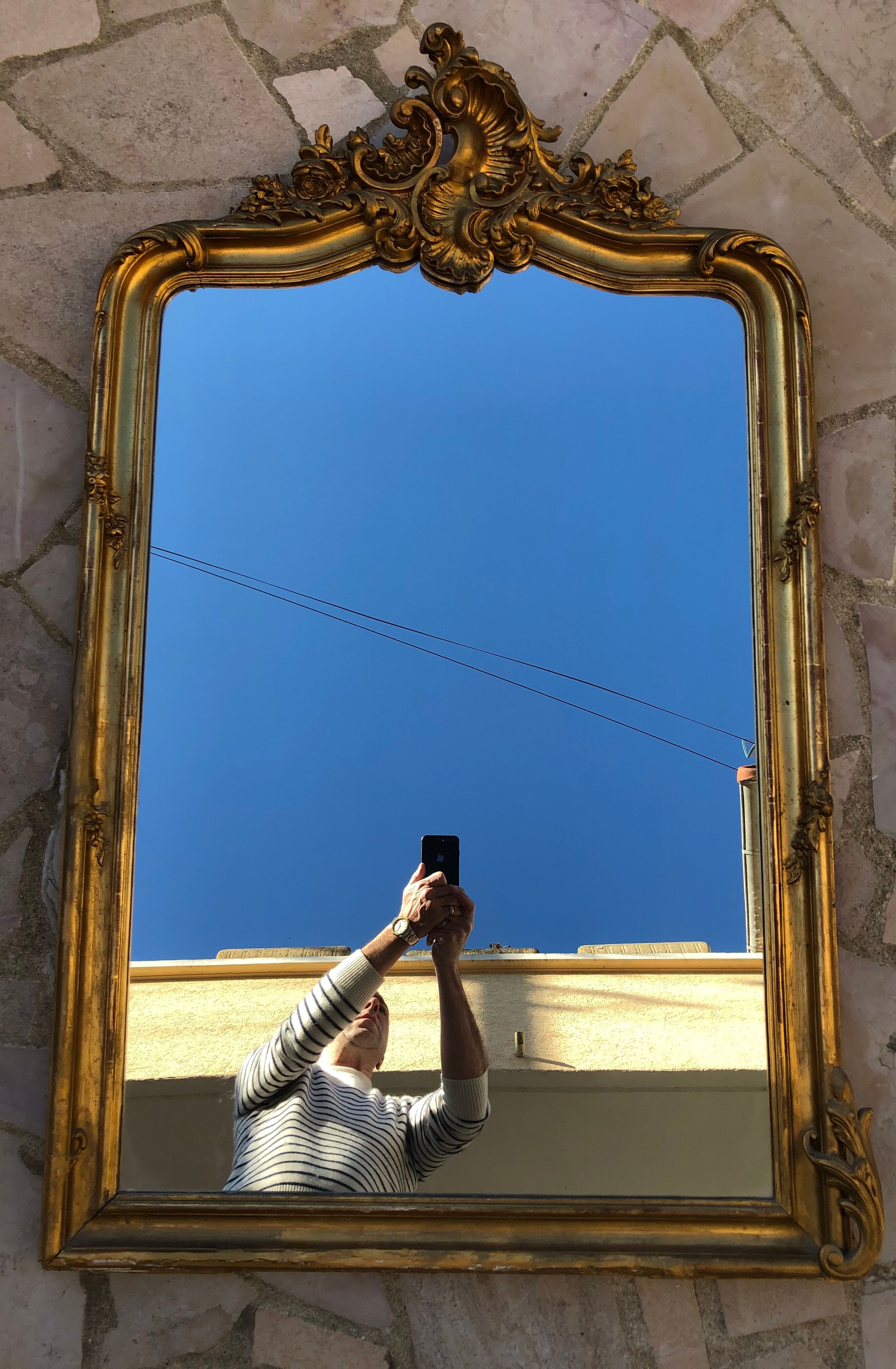 Old mirror in gilded wood 125x79cm