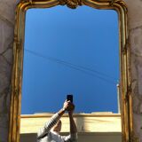 Old mirror in gilded wood 125x79cm