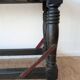 Console / old solid wood jeweler's workbench, turned legs