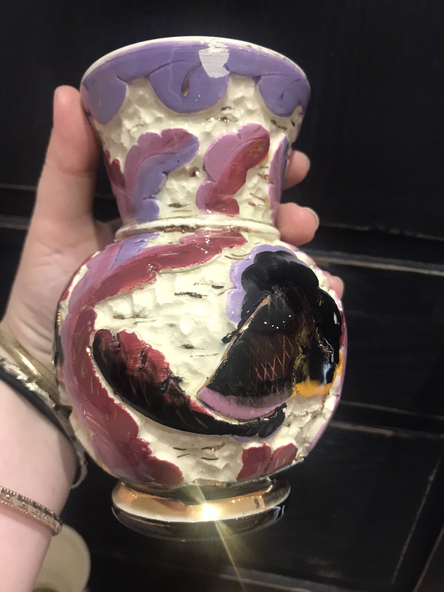 2 vases vintage en céramique de Monaco à décor de poissons