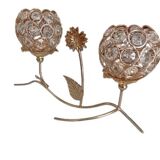 Bougeoirs à fleurs à Double tête en cristal doré, bougies de luxe pour la maison, dîners romantiques