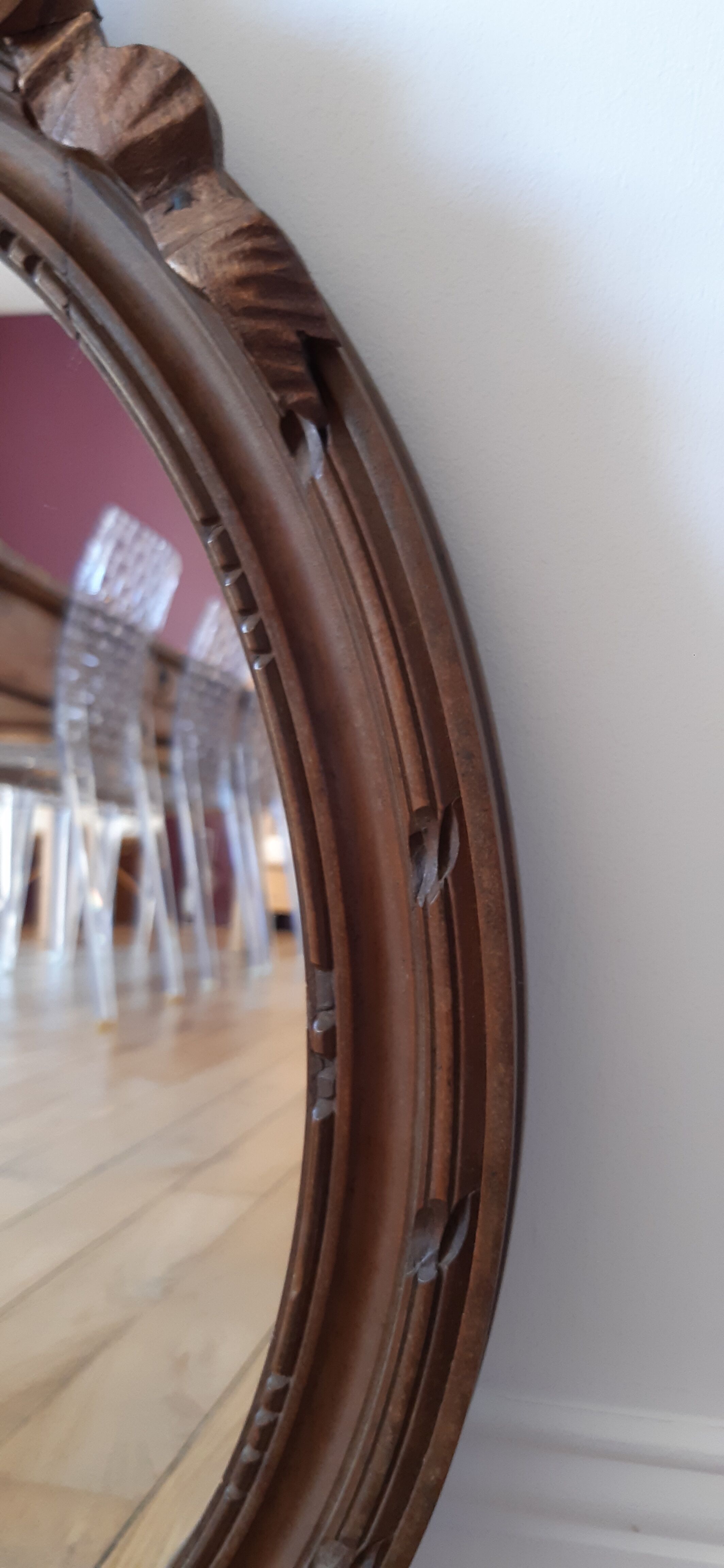 Miroir en bois oval années 30