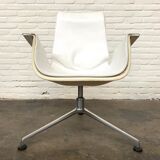 Vintage White Leather "Bucket Chair" by Fabricius and Kastholm for Kill international, set of 2.