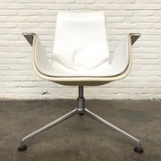 Vintage White Leather "Bucket Chair" by Fabricius and Kastholm for Kill international, set of 2.