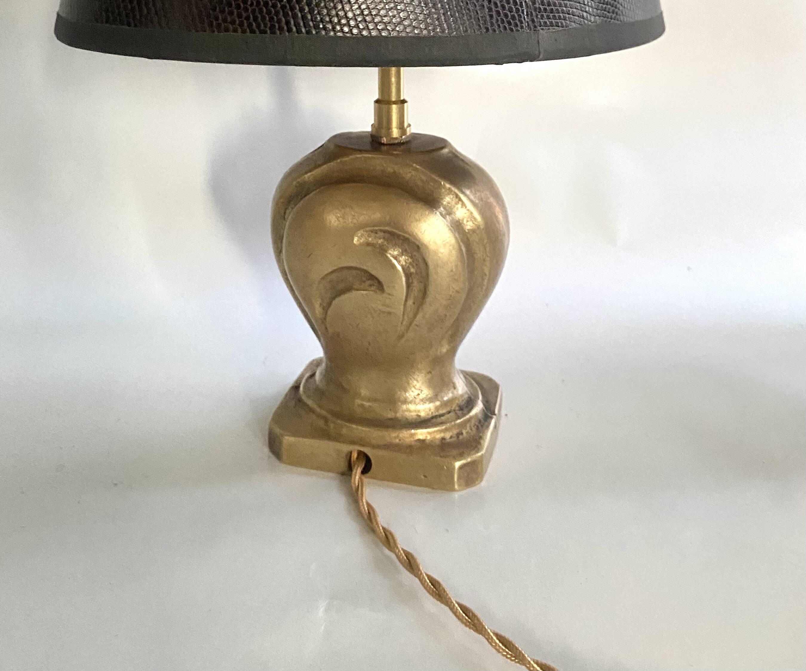 Bronze lamp, 2M fabric cable, sewn lampshade.