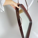 Miroir triangulaire en teck, Danemark, années 70