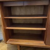 Danish teak highboard with 2 sliding doors