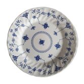 Assiettes plates anciennes X6 motif "Royal Copenhague" en faïence rétro