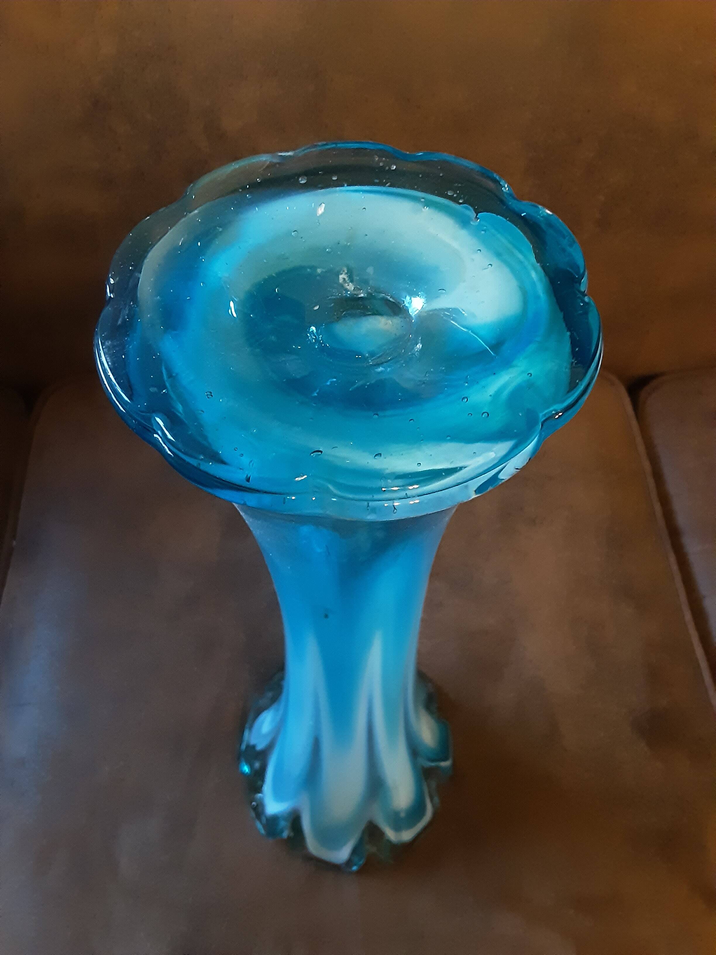Large turquoise opaline crystal vase