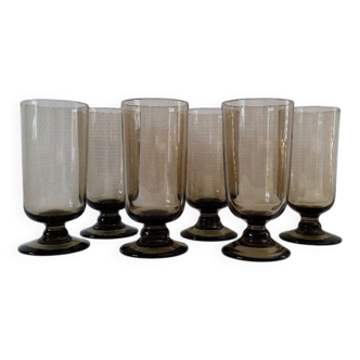 Serie de 6 verres fumés 70's