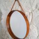 Round teak mirror by Uno and Osten Kristiansson for Luxus Vittsjö, Sweden.