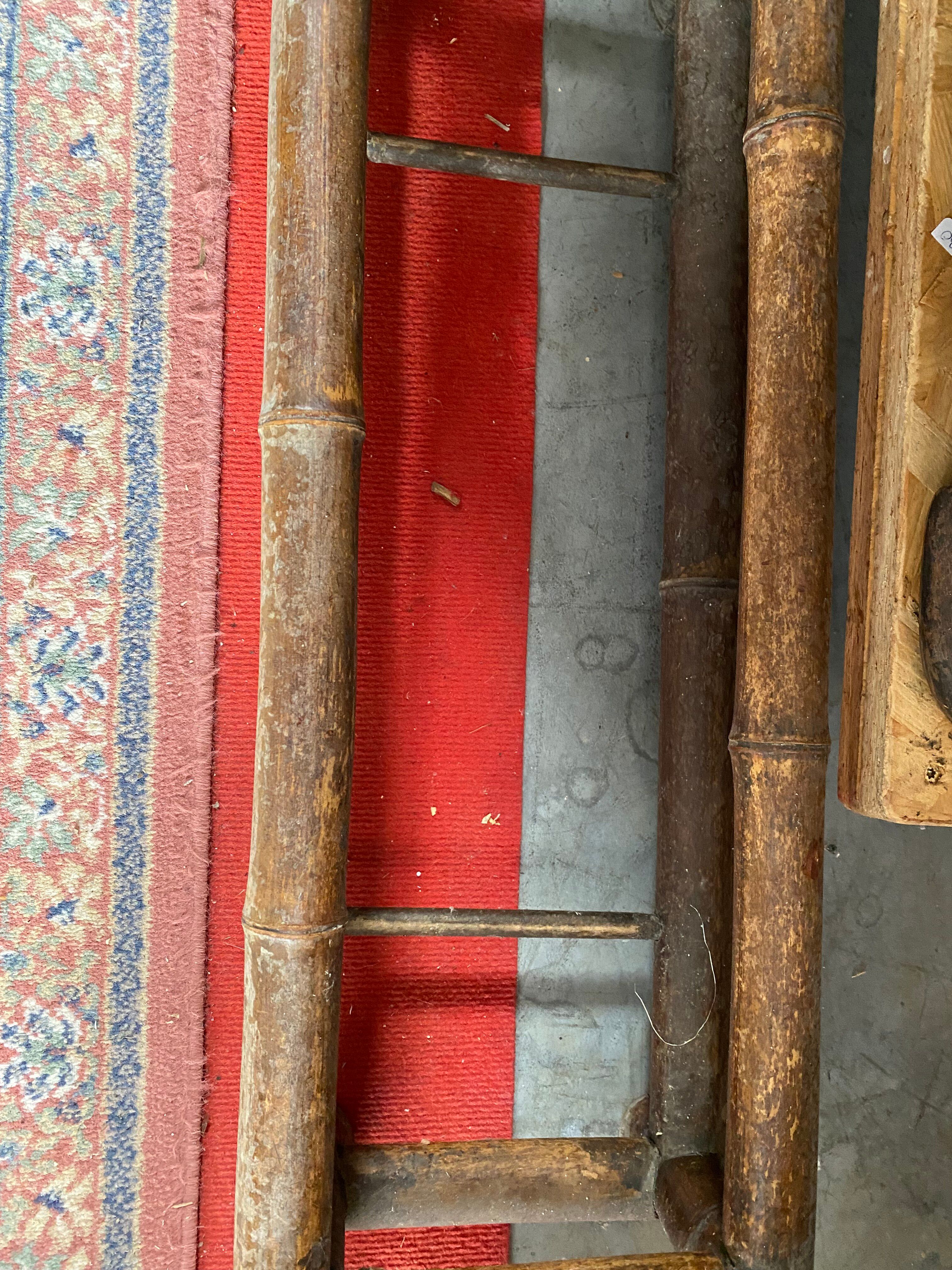 Vintage Bamboo Entrance Hall Stand - Diamond Mirror
